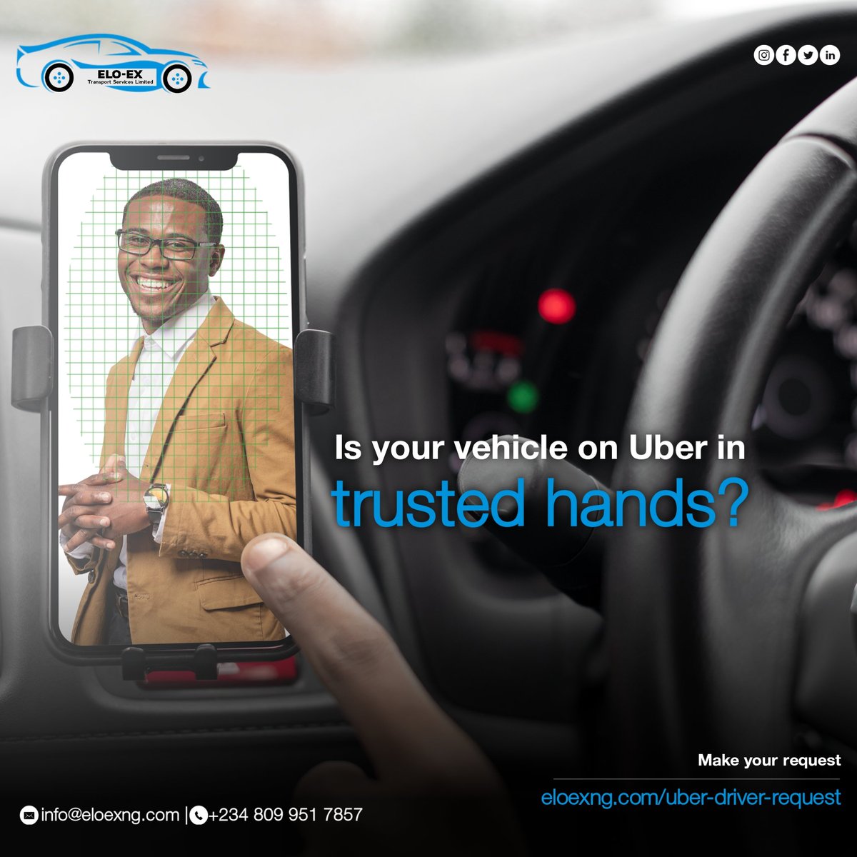 eloexng's tweet photo. Put your vehicle on Uber in secure and trusted hands! Request for a verified driver today. This service comes with identity and address background checks for both drivers and guarantors.

Visit: https://t.co/XneceuhvXl

#eloexng
#uberLagos
#uberservices
#Uber https://t.co/KYI2Lstfpi
