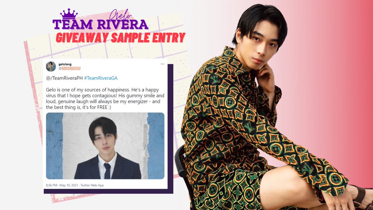 TeamRiveraPH's tweet photo. ‼️#TeamRiveraGA ‼️

We are giving away 8 tickets to @ulasan5ofc ‘s MINI CONCERT Virtual Event on May 28!

Check the mechanics below 👇

Thank you @GeloAllTheWay @charmedbyyou_ @aprileighteen and our anonymous sponsors for this GA. https://t.co/So1LqJZfVw