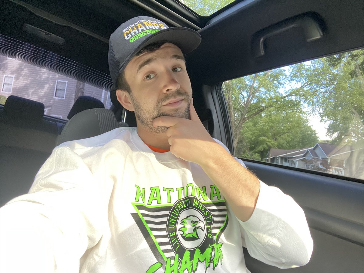 CoyGill's tweet photo. That @Lifeuwrestling National Title gear do be looking pretty good on me tho... 👀 #WrestlingShirtADayinMay @dutrowjim https://t.co/ZKtysMaw3N
