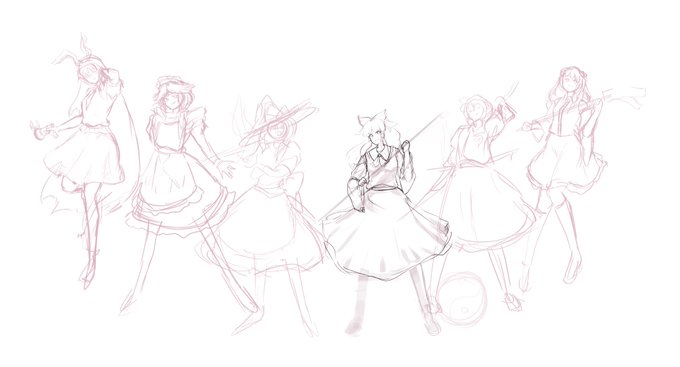 #東方 #東方Project #絵描きさんと繋がりたい #イラスト好きな人と繋がりたい
描いてるうちにエンジン掛かって来てラフ画が細かくなってく
とりあえず今日はここまでかな