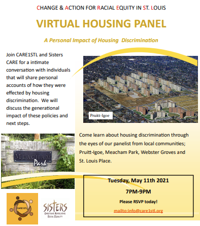 CARE1STL's tweet photo. Join us TOMORROW night at 7pm CST for our third housing panel. Email info@care1stl.org to get the invite.

#care1stl #StLouis #racialequity https://t.co/JxzFB2mVQB