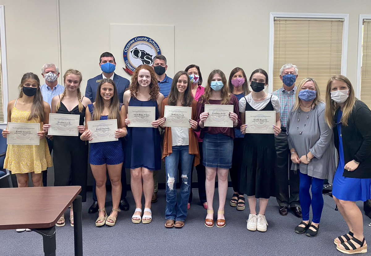 Gymnastics rocks in Oconee Counry Schools! 🤸‍♀️ NOHS was recognized by the Board of Education for being the GHSA 5-A state gymnastics champs. OCHS was recognized by the Board of Education for being the GHSA 3-A state gymnastics 3rd place winners. Congrats! 🏆🏆
