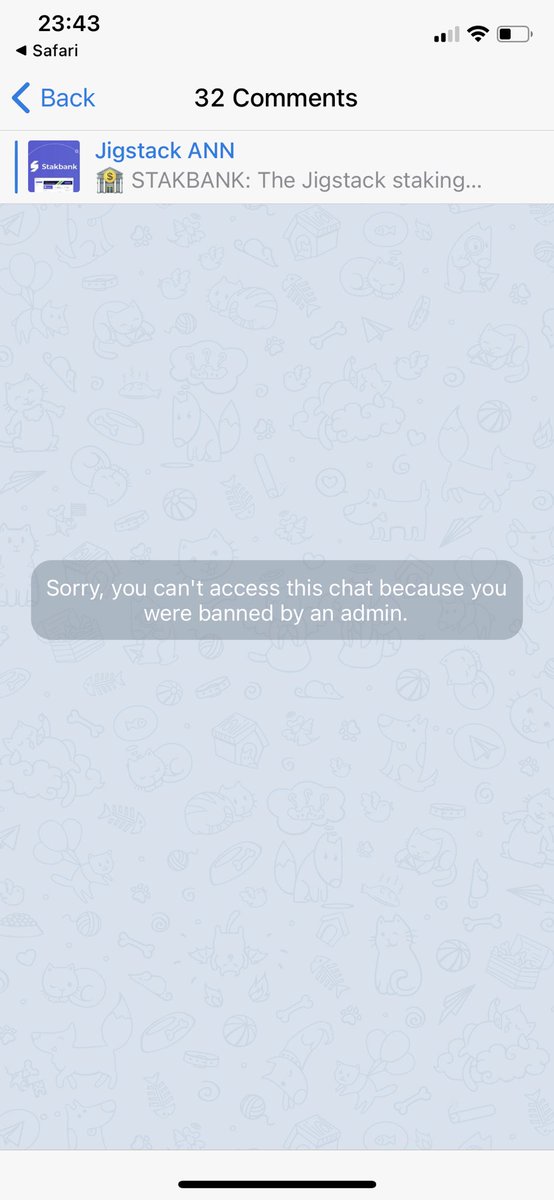 jamjodesign's tweet photo. @jigstack @jigstack not sure if you are aware of this but your telegram admin is banning users without any warning at all just for joining the telegram??? Why, is the obvious question? https://t.co/Wi35ZDxy1H