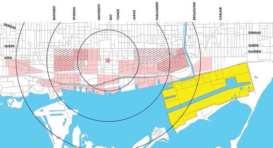 34. The point is this: almost all of these sites below are closer to downtown and Union Station than the Port Lands. They are not separated by river and lake. The are on or closer to transit. They are less contaminated and less flood-prone.