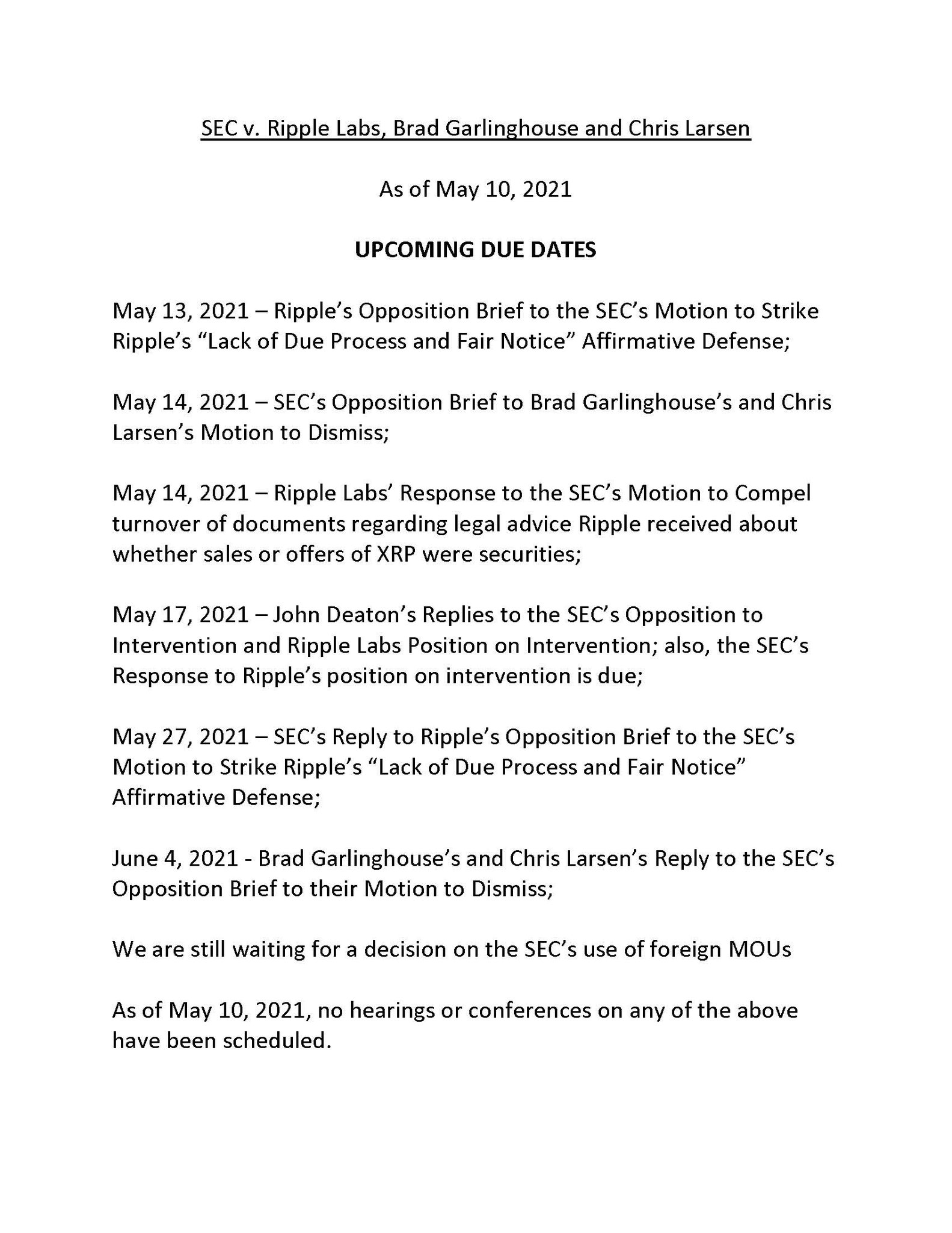 James K. Filan on Twitter SEC_NEWS v. Ripple XRP