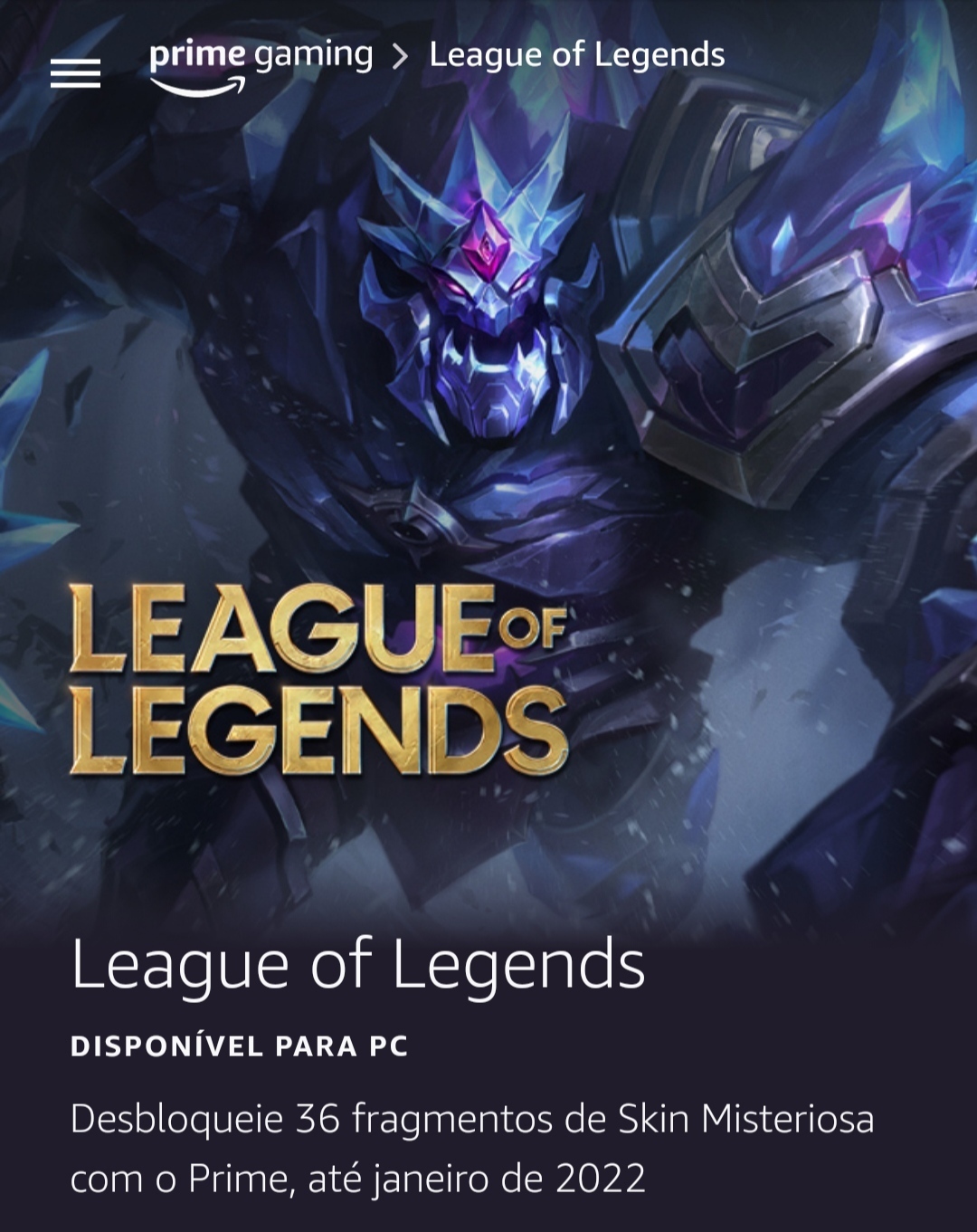 PBE - Brasil - Prime Gaming O primeiro loot para o