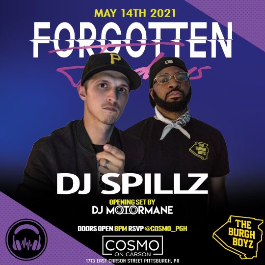 DJMotorMane's tweet photo. This Friday! May 14th! Come catch me &amp; my brother @djspillz down at @cosmo_pgh for #ForgottenFridays !!
🖤🏆💛 @theburghboyz https://t.co/13rdJMxuwr