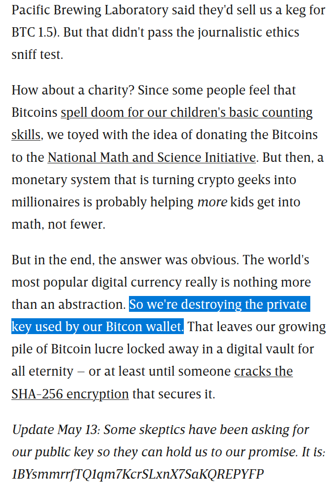 Documenting Bitcoin On Twitter Eight Years Ago Today The Magazine Wired Threw Away 13 Of Their Bitcoin And Called It Nothing More Than An Abstraction Those 13 Coins Are Now Worth