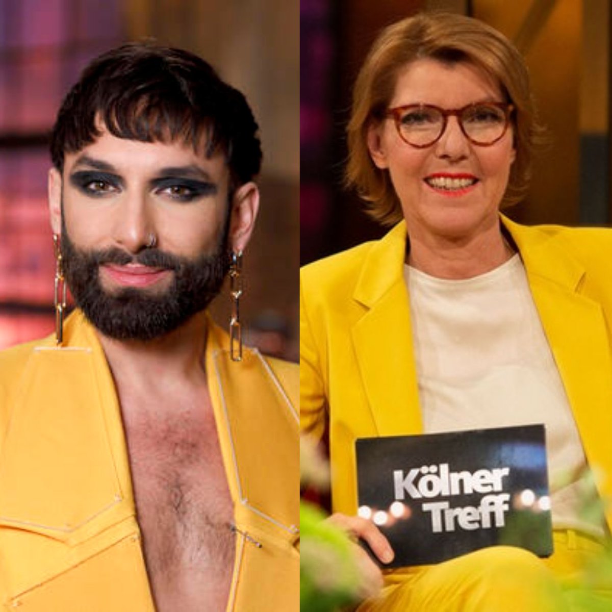 😉🎉📺 SAVE THE DATE
Tom Neuwirth @ConchitaWurst is on Fr, 14.5. (again) guest at the tv show 'Kölner Treff' on WDR with #bettinaboettinger
10:00 till 11:30 p.m. 🕙
📸 Pictures (C) WDR
www1.wdr.de/fernsehen/koel…
#talkshow #wdr #koelnertreff #love #conchitawurst #tomneuwirth #artist