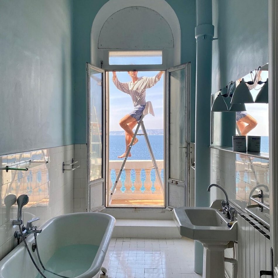 Repost from @vogueparis
•
Dreaming of sunny blue skies? 
Set your imagination wandering with this shot by young French architect @pilouleclercq_ in his charmingly retro bathroom instagr.am/p/COs5WpJg8nA/