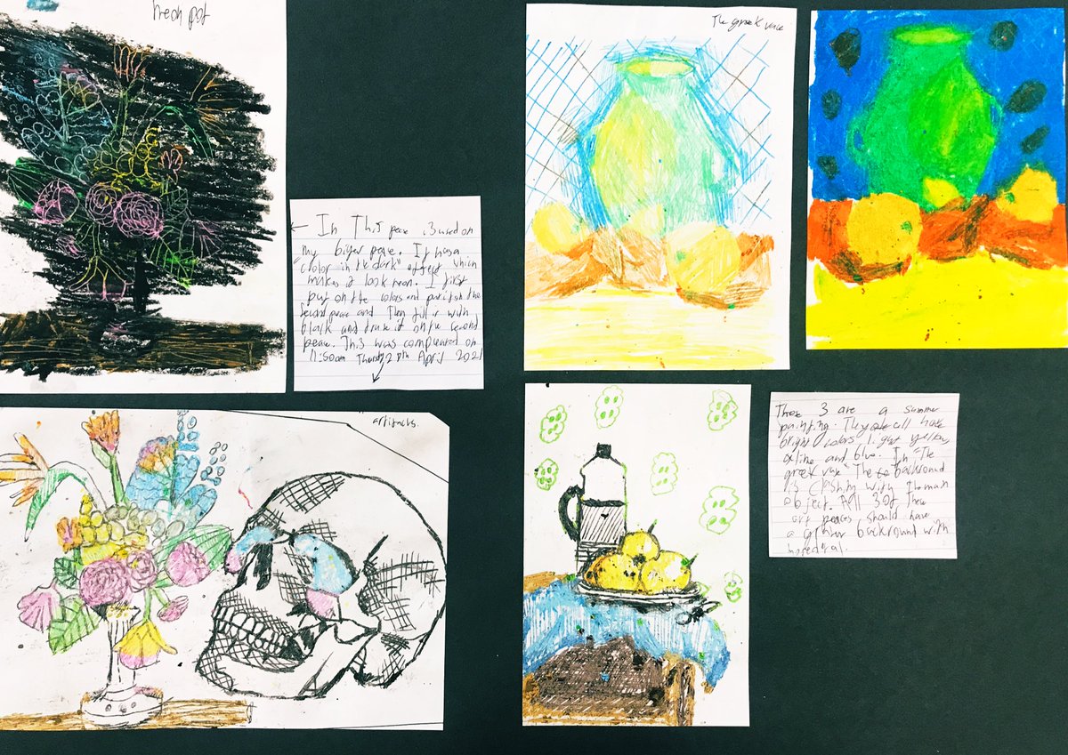 ThompsonColour's tweet photo. Year 9 monoprint Vanitas outcomes. Some brilliant mark-making and colour combinations. #arted https://t.co/ZgSwvLWQTm