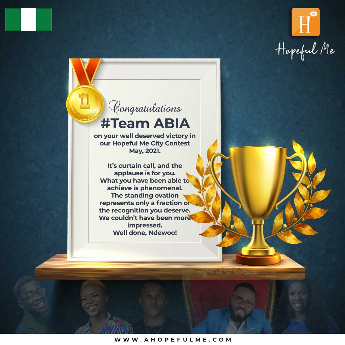 ahopefulme's tweet photo. Congratulations Team Abia. 🏆 #CityContest #Winners #Abia #Nigeria #HopefulMe #BigThings https://t.co/fUTb1pVJ6Y