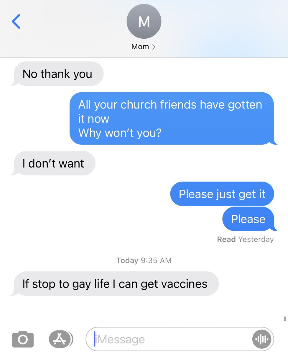 A2MMother's tweet photo. Mother’s Day and the morning after texts with mom...

She is the queen of ultimatums...

How are you encouraging your non-vaccinated friends and family to get the vaccine? I’ll take all the advice please and thank you.

#accordingtomymother https://t.co/CByhDJPAUS