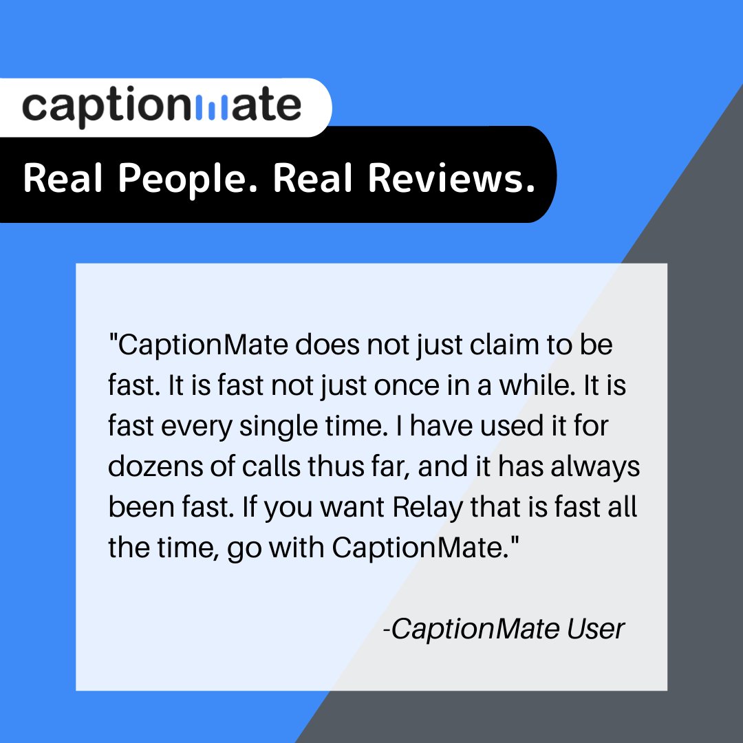 CaptionMate is committed to its users and wants to hear from you! Read the review above to see how other CaptionMate users are utilizing our services. Leave a review of our services in the comments! #captionmate #hearinglossapp #hearingproblems 
#mobilecaptions
#ADA