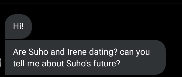KP0PPrediction's tweet photo. Q. 

- They're not dating but i see a relationship in the future, i don't know when.
- Suho will have a solo album or single.

#IRENE #SUHO #RedVelvet #EXO https://t.co/NgL1BrA9Rs