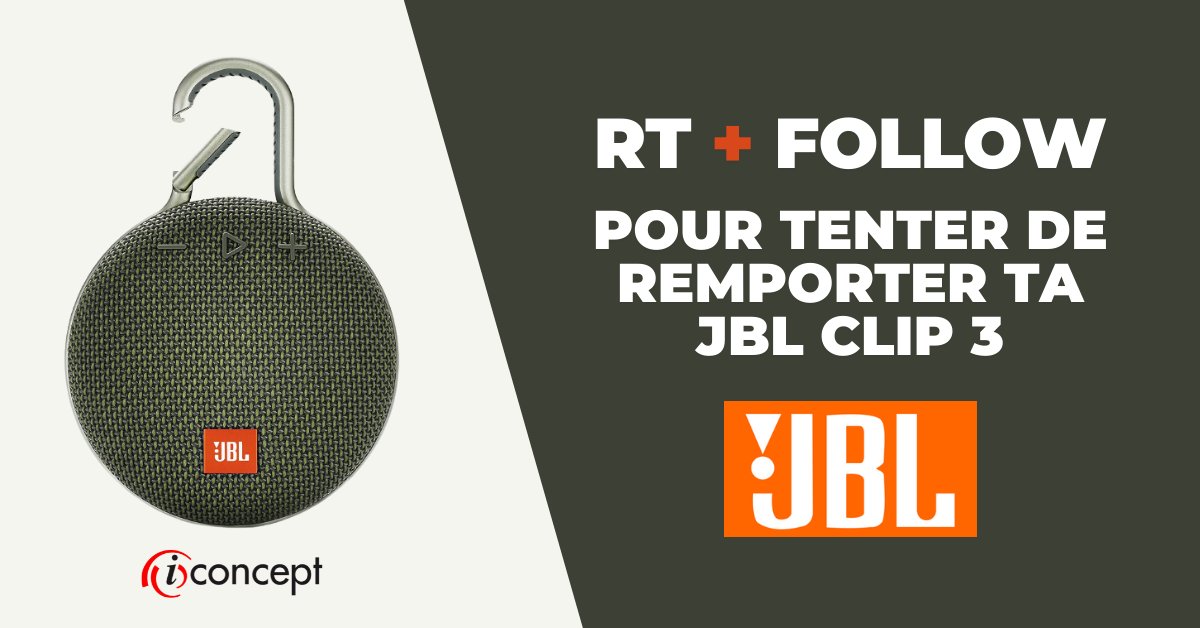 GAGNE TA JBL CLIP 3 🎵

RT + FOLLOW @iconceptfr pour tenter de remporter ta JBL Clip 3 qui arrive pile à temps pour les beaux jours 😎

Fin du #concours jeudi soir à 18h, TAS vendredi midi 🍀
Bonne chance à toutes et tous 😊