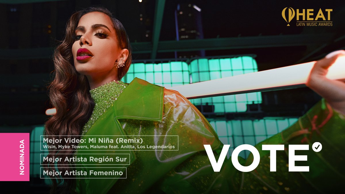 Anitta's tweet photo. Estoy nominada en trés categorías de los @lospremiosheat 😍 ¡Vota ahora! https://t.co/OtmpXlEUC0 https://t.co/wOTddLiwVm