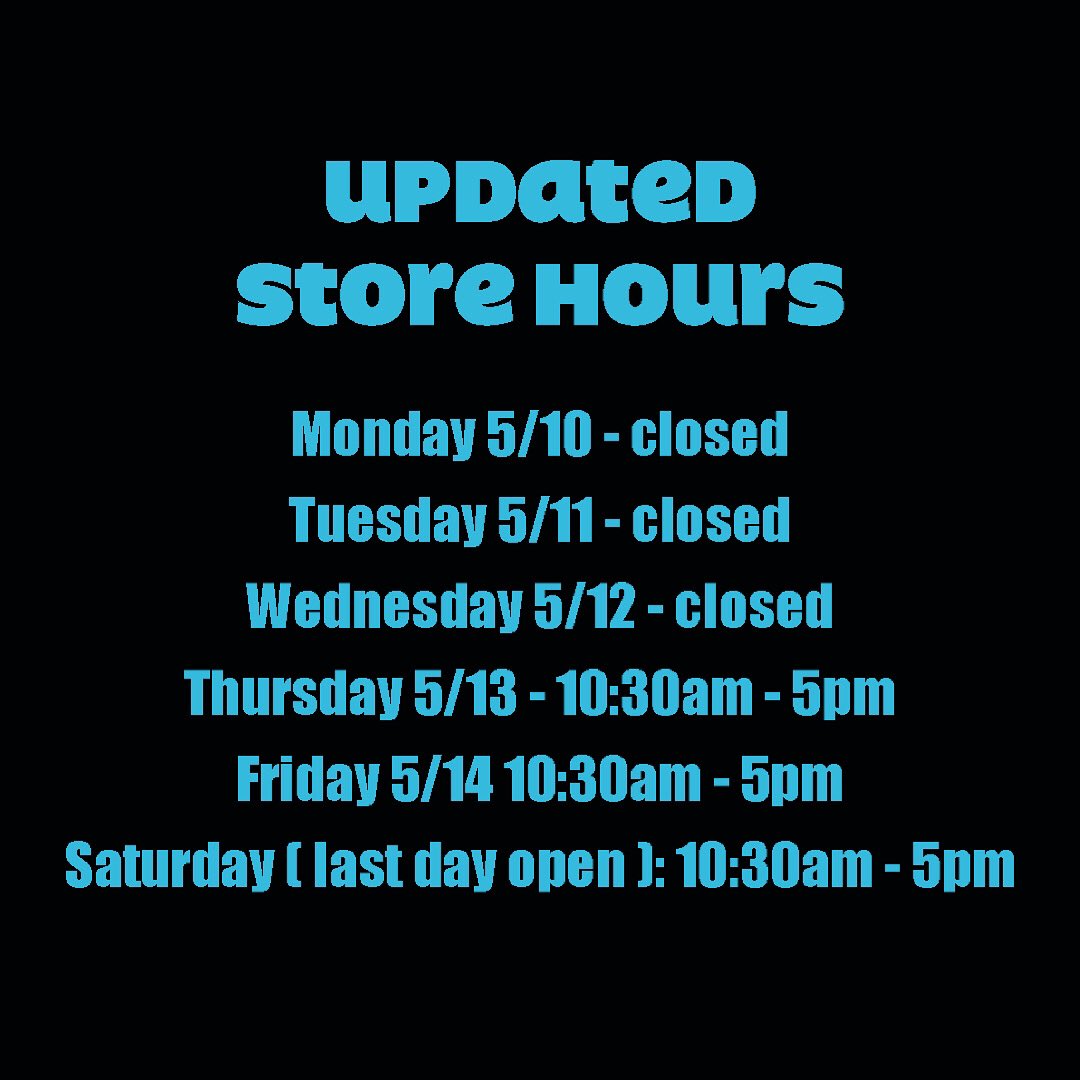 Hours subject to change. DM us with any questions

Peace, Love and Rock n’ Roll ✌🏽
