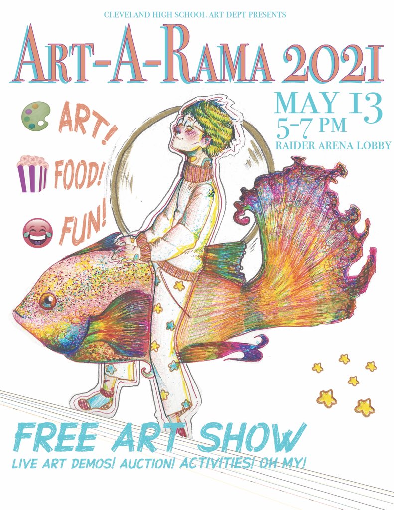 chs_art's tweet photo. CHS Art-a-Rama will be this Thursday evening from 5-7 pm in the Raider Arena lobby. We will have art to show, art to sell, art for free, art that you can make. Admission is free. https://t.co/O5vhadZyeS