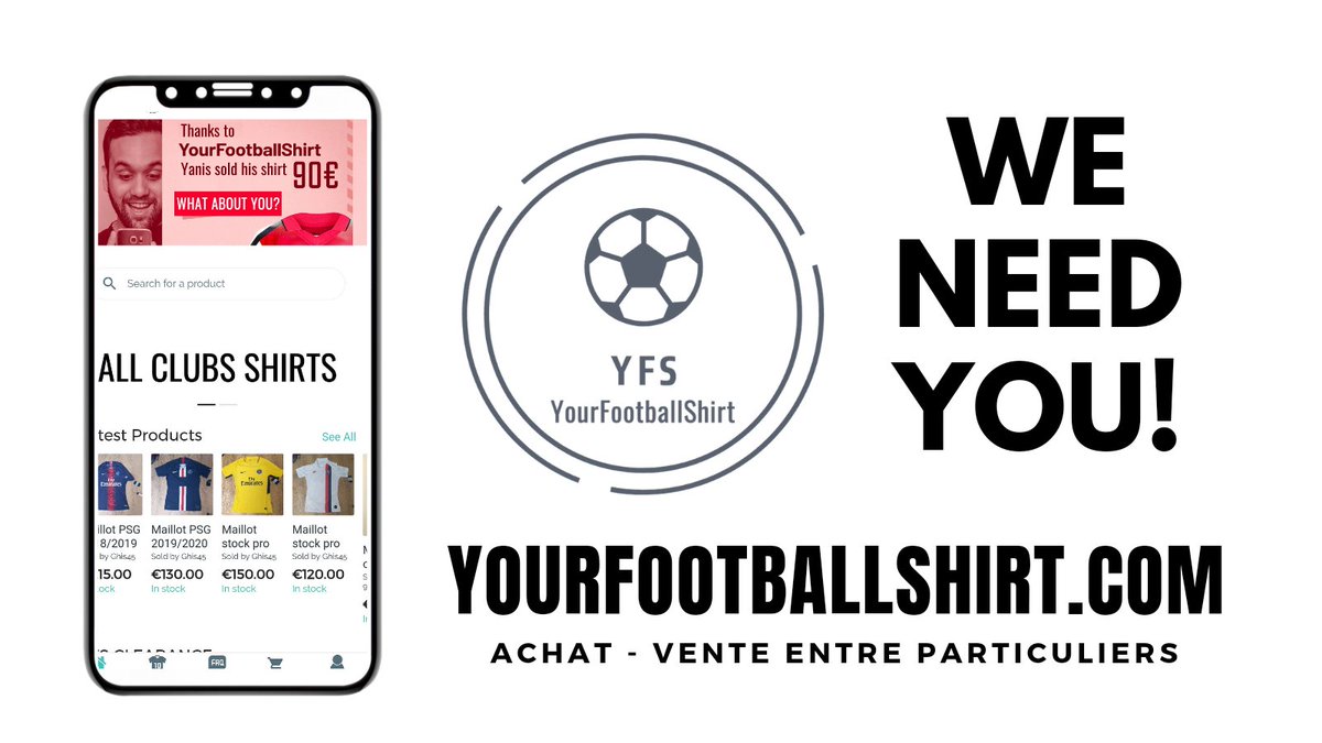 YfsMarketplace's tweet image. Nous aurions besoin de quelques beta testeurs pour notre application Android svp ! Qui est chaud pour participer au développement du 1er marketplace pour maillots de football authentiques 100% MADE IN FRANCE? 🇫🇷🇫🇷
PS: la version iOS va arriver également