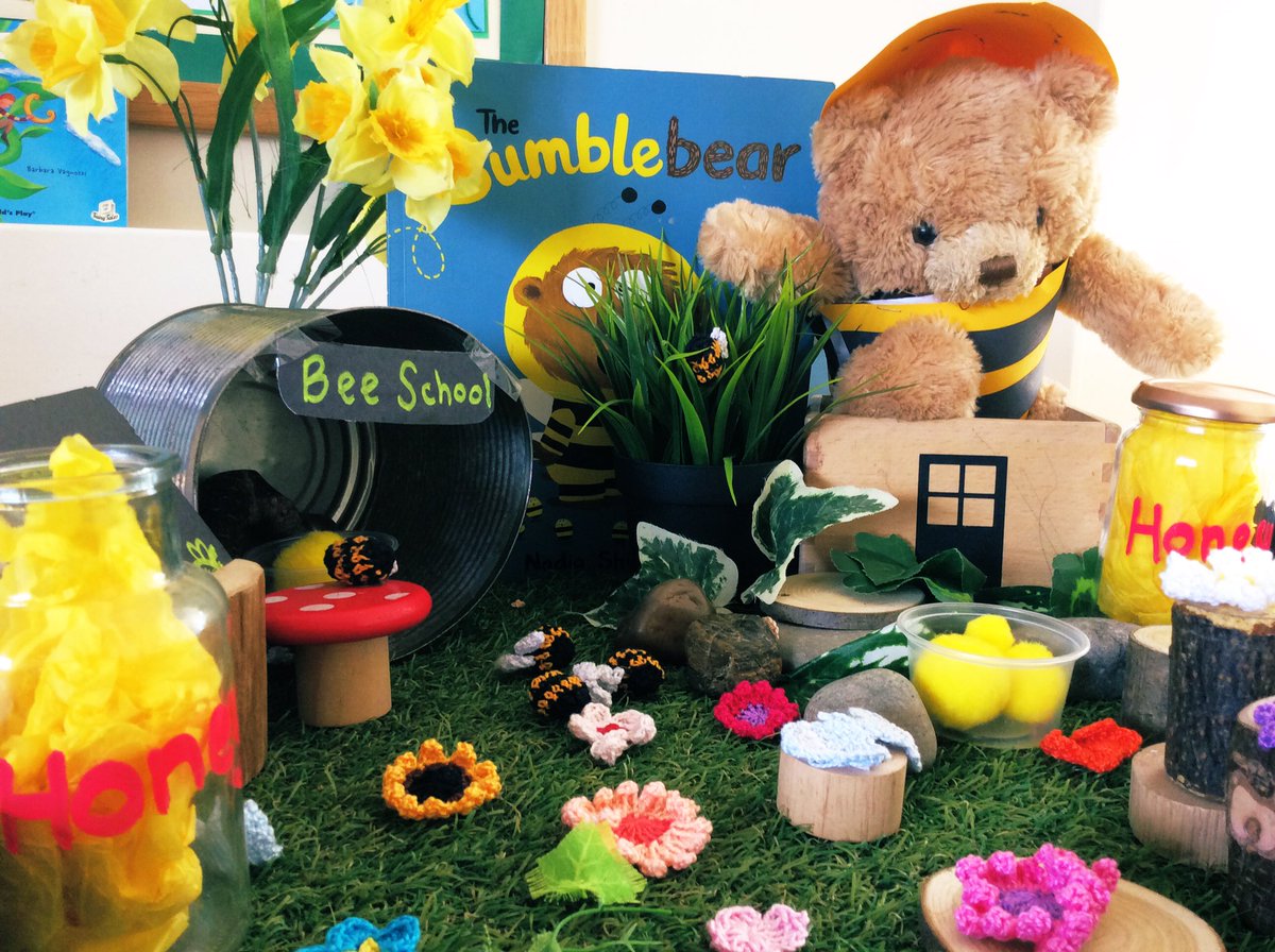 olasjfoundation's tweet photo. We’re buzzing about using ‘The Bumble bear’ by Nadia Shirlene this week to inspire are learning about bees. It is one of our favourites #eyfs #eyfsideas #earlyyears #earlyyearsbooks #earlyreading #bookishwaytoplay #tufftrayideas #smallworldsuitcase https://t.co/2jMgJQcMp8