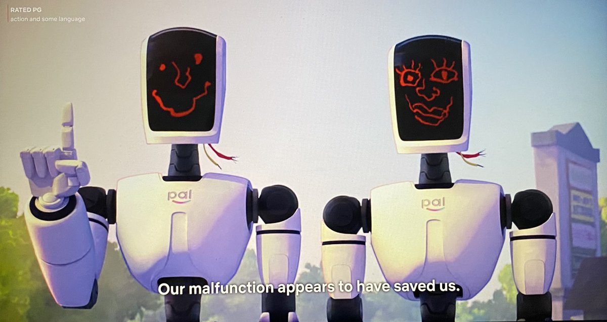 The line from the film that stood out the most to me is said by a robot with broken parts:“Our malfunction appears to have saved us.” The message in that line can easily be extended to the rest of the film: the Mitchells are a “malfunction” and they ended up saving humanity.