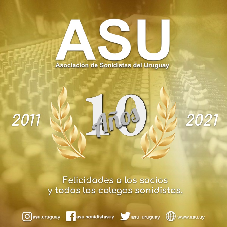 asu_uruguay's tweet photo. 🙌 La Asociación de Sonidistas del Uruguay celebra hoy 10 de mayo sus primeros 10 años 🙌
❗Felicidades a los socios y a todos los colegas sonidistas!  ➡️ 2011 - 2021 
#asu #10años #celebracion #asociaciondesonidistasdeluruguay https://t.co/ikEdnvHuU5