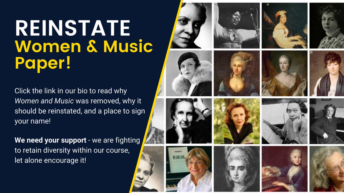 CamWomenMusic's tweet image. We are fighting to keep the "#Women and #Music" paper in our #curriculum at @Cambridge_Uni.

Retweet this and help us retain an incredibly important and current module covering issues of #gender #sexuality #intersectionality
