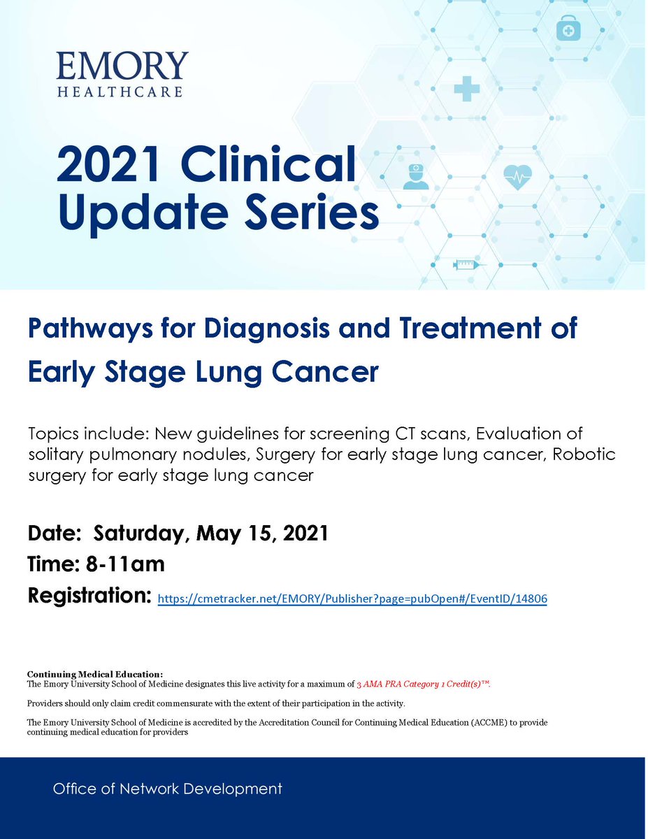 Emory Division of Cardiothoracic Surgery (@emoryctsurgery) on Twitter photo There's still time to register for our FREE upcoming CME event! This Saturday (5/15/21) from 8am-11am. 3 CME Credits.
Register here: tinyurl.com/48xbvha4
<a href="/sethforce/">Seth Force, MD</a> <a href="/ManuSancheti/">Manu Sancheti</a> <a href="/EmoryCTSurgery/">Emory Division of Cardiothoracic Surgery</a> #lungcancer #MedEd #CME #MedTwitter #Emory @SaintJosephsATL <a href="/EmoryUniversity/">Emory University</a> There's still time to register for our FREE upcoming CME event! This Saturday (5/15/21) from 8am-11am. 3 CME Credits.
Register here: tinyurl.com/48xbvha4
<a href="/sethforce/">Seth Force, MD</a> <a href="/ManuSancheti/">Manu Sancheti</a> <a href="/EmoryCTSurgery/">Emory Division of Cardiothoracic Surgery</a> #lungcancer #MedEd #CME #MedTwitter #Emory @SaintJosephsATL <a href="/EmoryUniversity/">Emory University</a>