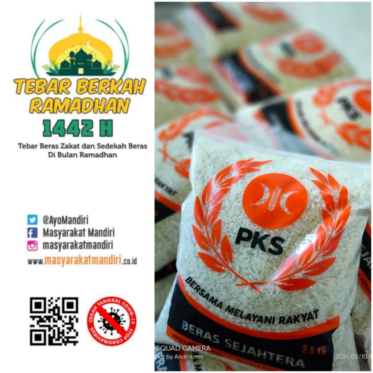 Terimakasih kepada PKS Bogor yang telah mempercayakan pengadaan beras zakat fitrah kepada @masyarakatmandiri #Ramadhan1442H