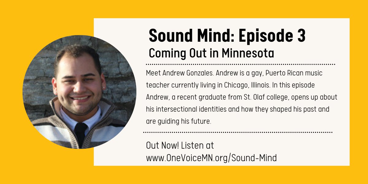 Sound Mind, Episode 3 is out now!

Listen online at OneVoiceMN.org/Sound-Mind or with your favorite app like iTunes or Spotify at linktr.ee/sound_mind

#MentalHealthAwareness #LGBTQ #Minnesota