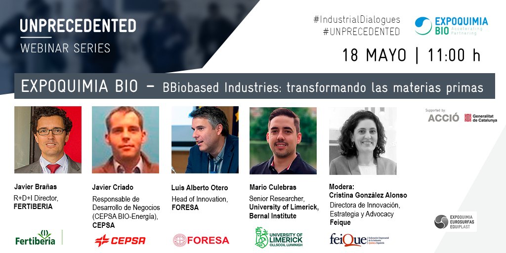 expoquimia's tweet image. 🎯¡Reserva tu agenda!
📅18 MAYO 🕐11H
"Biobased Industries: transformando las materias primas"
👉mtr.cool/kgpwkrojdh
La industria de base biológica es un sector emergente. 🔎Descubre los retos que afronta con @grupofertiberia @Cepsa_ES #FORESA  @limerick @Feique_ES