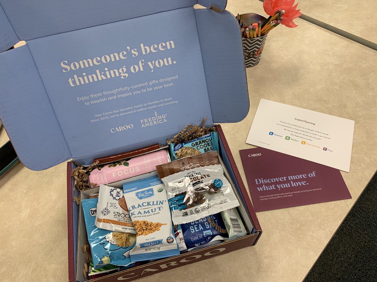 What a fun surprise that came in the school mail today from <a href="/ExploreLearning/">ExploreLearning</a>! They sent me a <a href="/GiveCaroo/">Caroo</a> box that supports <a href="/FeedingAmerica/">Feeding America</a> because I used Gizmos so often in my class. 😆 Excited to try all these fun snacks! #teampinkcisd #cisdbettertogether #cisdourstory