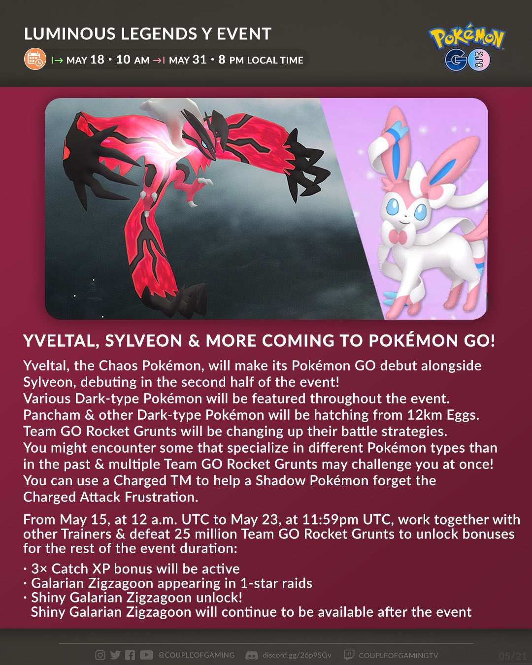 Pokémon GO: Yveltal e Sylveon chegam no Lendas Luminosas Y, esports