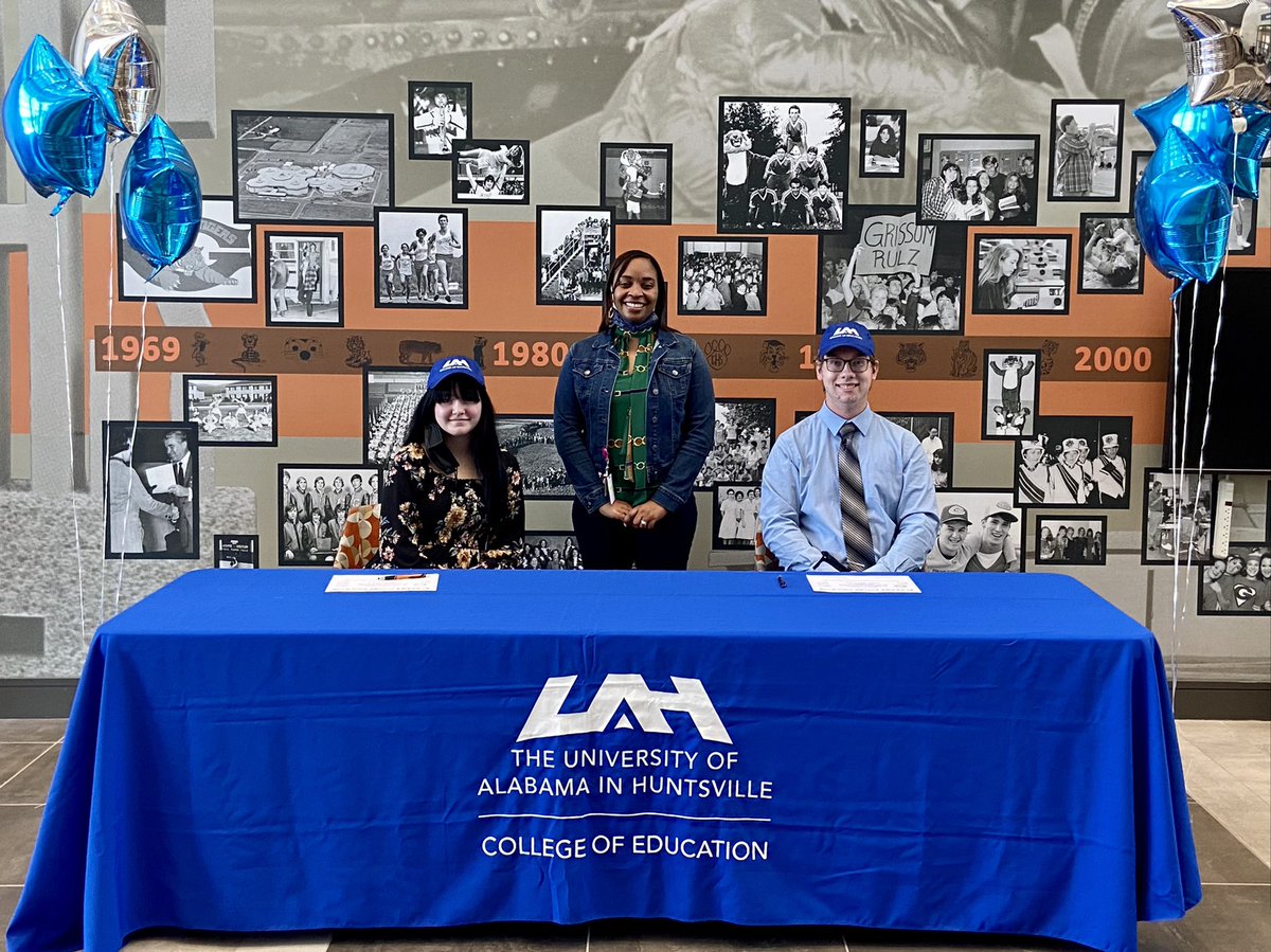 We celebrated Alabama’s “Grow Our Own” initiative with a signing day!These two seniors have been in our <a href="/HSVCTE/">Huntsville CTE</a> Teaching &amp; Training program for 4 years. They have committed to attending UAH to study education &amp; both have earned scholarships!!! <a href="/finleych/">Christie Finley</a> <a href="/HSVk12/">Huntsville City Schools</a> <a href="/CTEWorks/">Advance CTE</a>