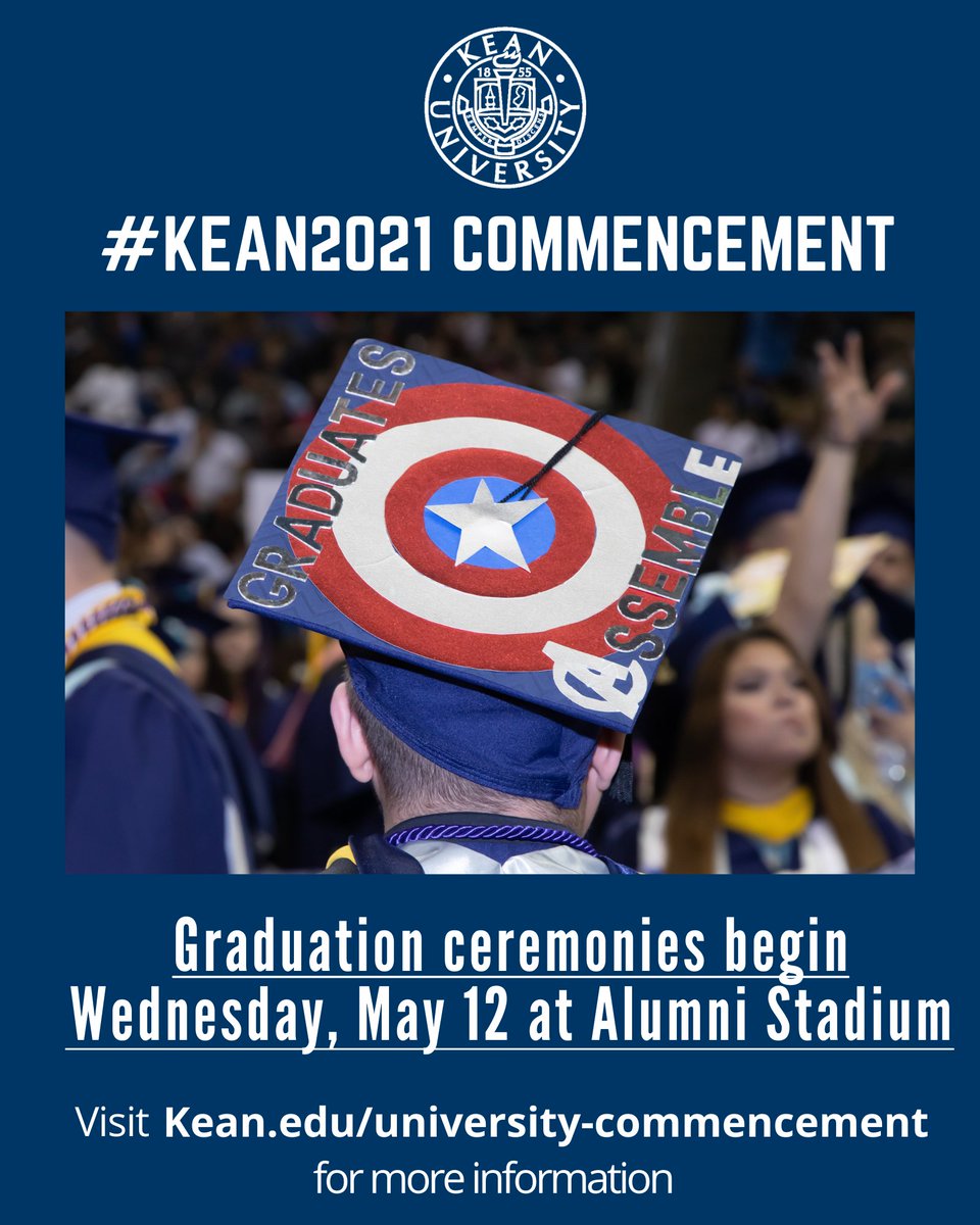 🎓Commencement ceremonies begin Wednesday. We look forward to seeing the Kean Class of 2021 grads! Be sure to use #Kean2021 on your posts.
Need more info? Go to kean.edu/university-com…