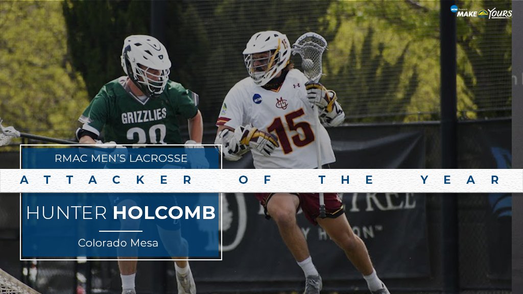 Hunter Holcomb of <a href="/CMUMavericks/">CMU Mavericks</a> is the #RMACmlax Attacker of the Year after dishing out 18 goals on the season and leading CMU to their fourth RMAC regular season title. Holcomb led the Mavericks in total goals and points (32). #EverythingElevated