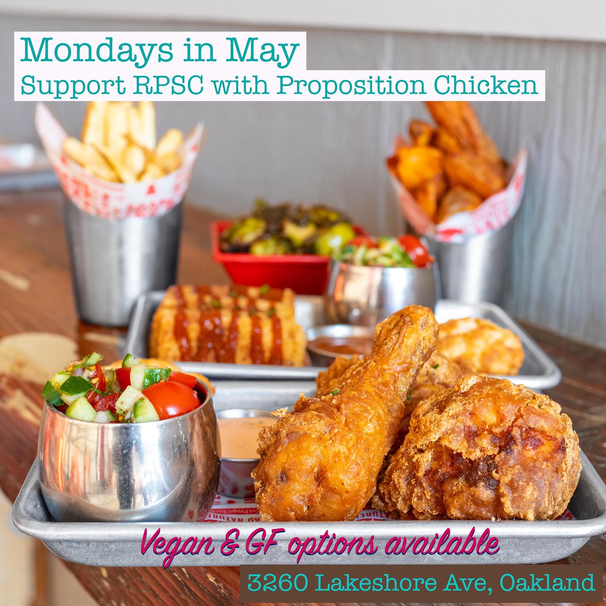 rpscollective's tweet photo. Every Monday in May support @rpscollective by eating at @eatpropchicken. A percentage of proceeds will go directly to funding classses, workshops, exhibitions, etc. Vegan and gluten free options available! https://t.co/O0vAgPbWln