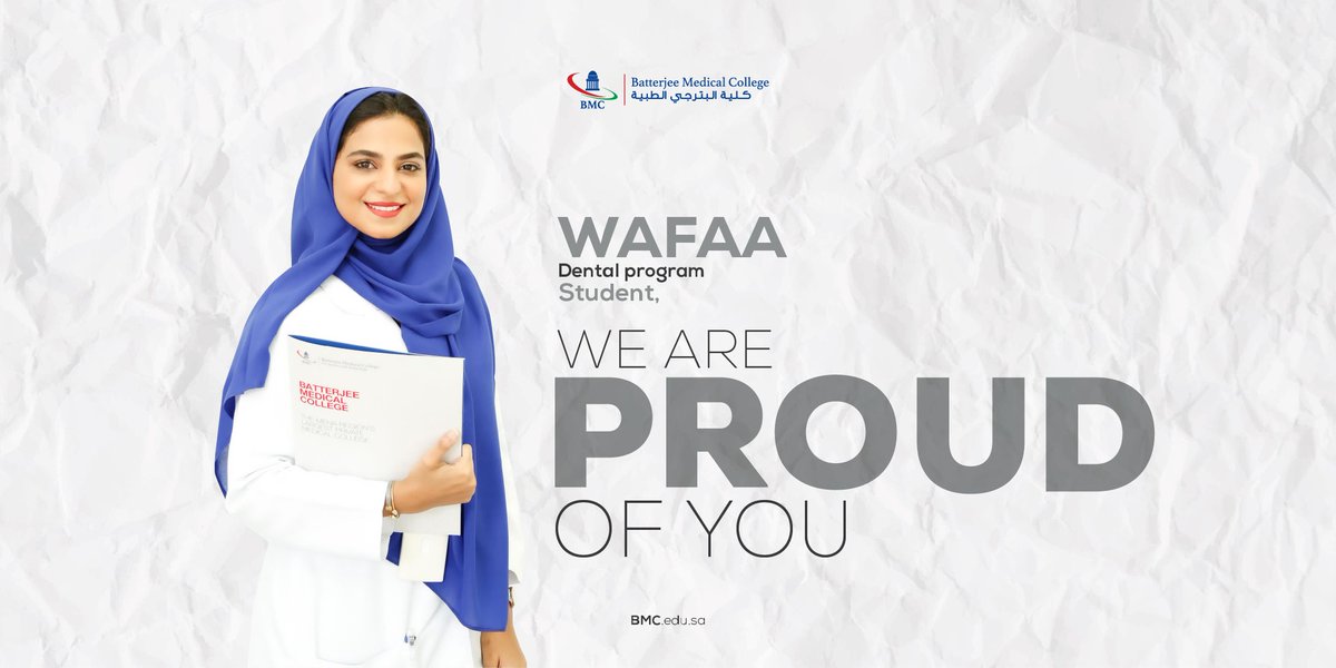 Bmcjed's tweet photo. Our student “ WAFAA “ We Are PROUD Of You.. 👩🏻‍⚕️⠀⠀⠀⠀⠀⠀⠀⠀⠀⠀
#bmcdentistry ⠀⠀⠀⠀
.⠀⠀⠀⠀⠀
#كلية_البترجي_الطبية https://t.co/mNpVAcFij6