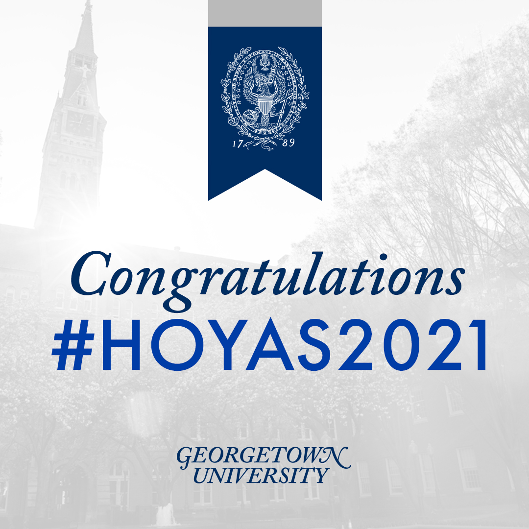 GeorgetownSCS's tweet photo. SCS Hoyas, retweet this if you're graduating in a few weeks! 🎓💙 #Hoyas2021 #CommencementCountdown https://t.co/Y1w4ZWx5Zr