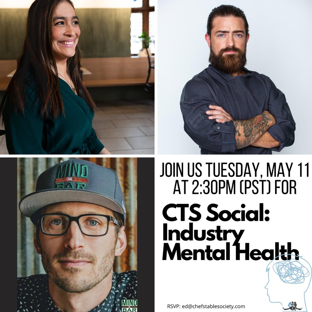 Chefs' Table Society (@chefstablebc) on Twitter photo Tomorrow please join us for CTS Social: Industry Mental Health.
Sustainability Co-Chair Johnny Bridge has brought together Shoel (<a href="/MindTheBar/">MindTheBar</a>) and Hassel (<a href="/Not9to5org/">Not 9 to 5 Organization</a>) to addres this vulnerable but important topic for the industry.
RSVP to ed@chefstablesociety.com
#CTSBelong Tomorrow please join us for CTS Social: Industry Mental Health.
Sustainability Co-Chair Johnny Bridge has brought together Shoel (<a href="/MindTheBar/">MindTheBar</a>) and Hassel (<a href="/Not9to5org/">Not 9 to 5 Organization</a>) to addres this vulnerable but important topic for the industry.
RSVP to ed@chefstablesociety.com
#CTSBelong