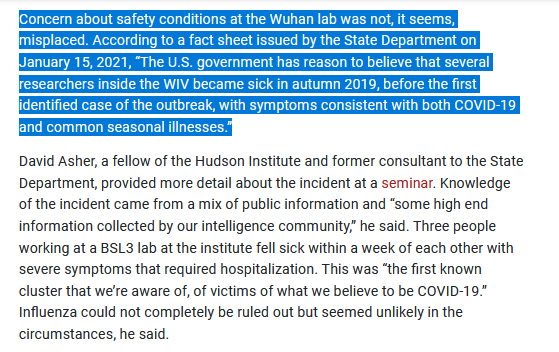 15/ Add to that the history of viruses leaking from research labs, & the fact that the  #WuhanLab had no vaccines capable of protecting its own workers + the lesserr safety protocals followed there, &  #Covid being the result of a lab leak from  #Wuhan seems more and more plausible.