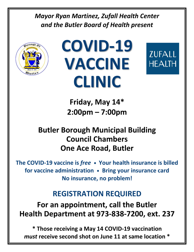 Free Covid Vaccine Clinic in Butler conta.cc/3ex05sC