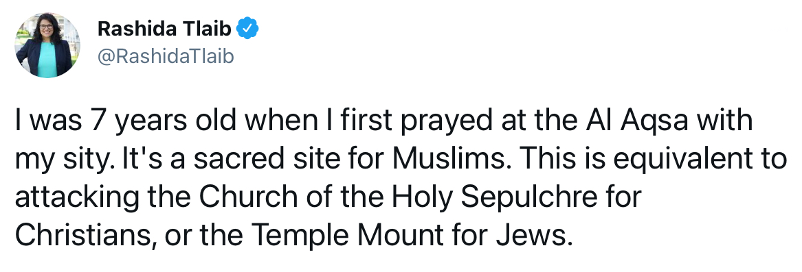 Rioters prepared to use houses of worship, including inside Al Aqsa Mosque, as their bases without considering the holy nature of the location. (Something  @RashidaTlaib knows all about:)