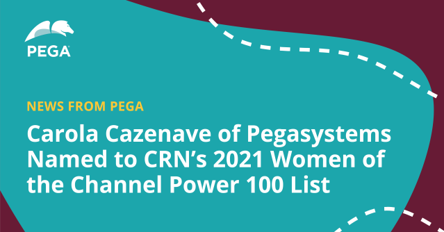 GinaLMay's tweet photo. Pega announces that CRN®, a brand of The Channel Company, has named Carola Cazenave, vice president, global partner ecosystems, Pegasystems, to its 2021 Power 100 list. https://t.co/kOcg2FOHmL https://t.co/C7tt3l77K4