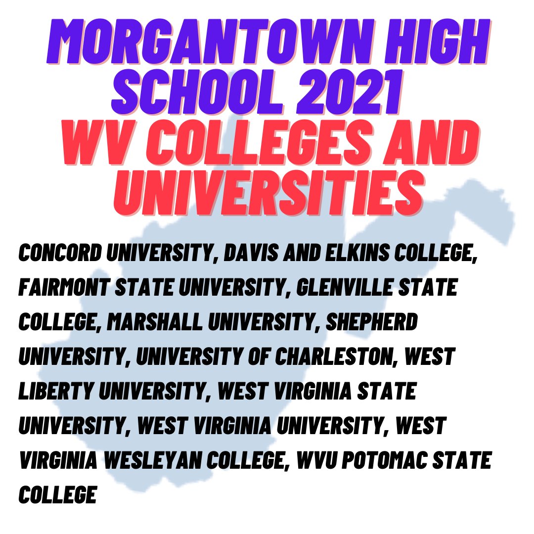 ONEMHS's tweet photo. We can not wait to see and hear what our graduating seniors do at these wonderful WV Colleges and Universities.  @MClass2021 @MohiganAthletic @CFWV #CollegeDecisionDay2021 https://t.co/uAYpDuMpqH