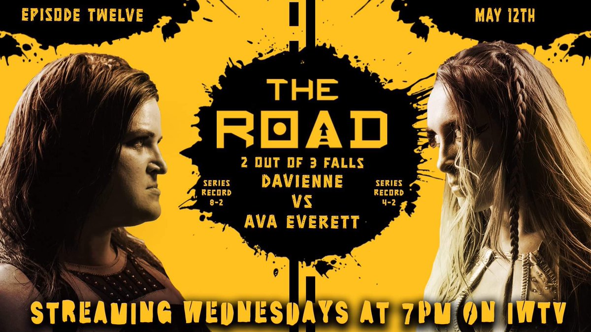 THIS WEDNESDAY ON @indiewrestling!

Davienne vs. Ava Everett - 2 out of 3 Falls Count Anywhere headlines #TheRoad Episode 12 at 7PM!

➕ PLUS
• @travis_huckabee v. @LoveDoug_
• @ThePrizeCityOG & @OldSchoolEJ v. @COLOSSALMIKELAW & #AmericanBeetle