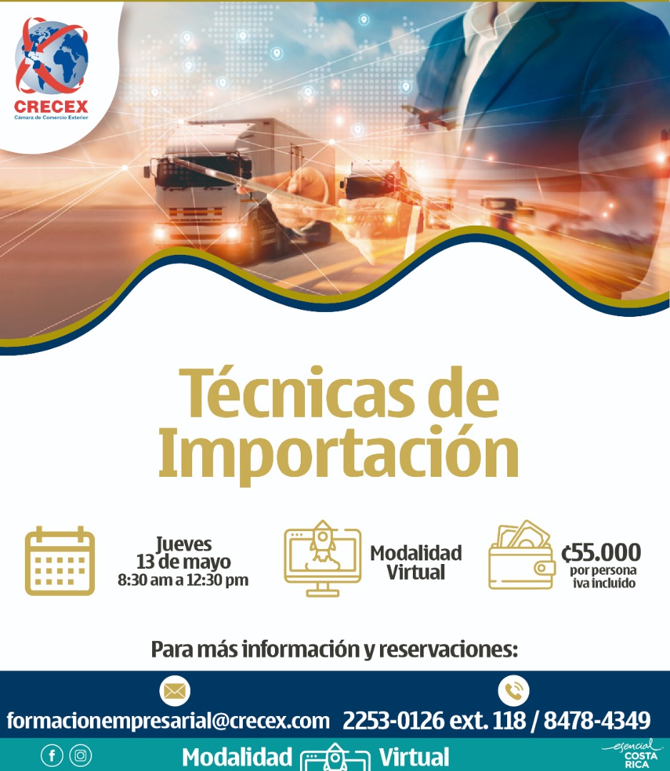 CrecexImport's tweet image. Los invitamos a participar en el curso de Técnicas de Importación.
Fecha: Jueves 13 de mayo
Hora: 8:30 am a 12:30 pm
Para más información e inspiración:
formacionempresarial@crecex.com
2253-0126 ext 118 /124
8478-4349
#CRECEX #CAPACITACIONES #MAYO #VIRTUALES #curso  #importación