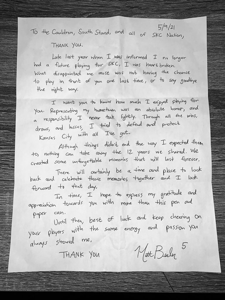 ShaunGoodwinID's tweet photo. Matt Besler’s letter to #SportingKC fans after last night’s game.

Credit to @KCCauldron for sending it my way. https://t.co/tAIXdtSZ4r
