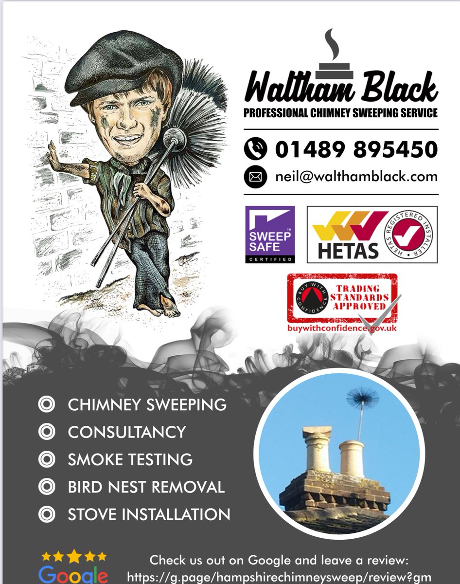 walthamblack's tweet photo. Ben’s Flyers are back from the printers . #Hampshire #chimneysweep.
Call us to book in his services #meonvalley #droxford #soberton #westmeon #corehampton #wickham #meonstoke #hambledon #denmead #fareham @hetas_uk @SweepSafeUK @WinchesterCity @hantsconnect https://t.co/0jVyrQwdTZ
